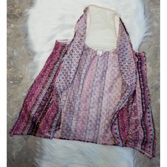 SELF ESTEEM VTG Floral Open Front Vest Boho Sz M - Picture 2 of 6